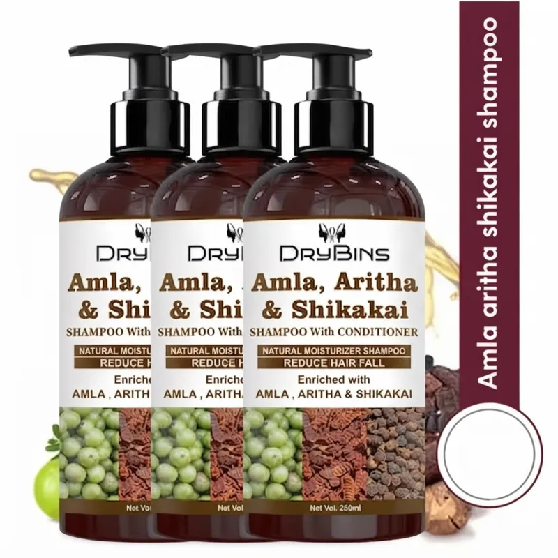 Amla, Aritha & Shikakai Shampoo with Conditioner (750 ml - Pack of 3)