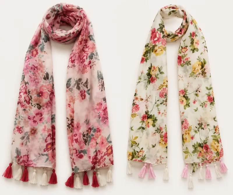 Fancy Women's Chiffon Scarves & Stoles (Combo of 2 Pcs)