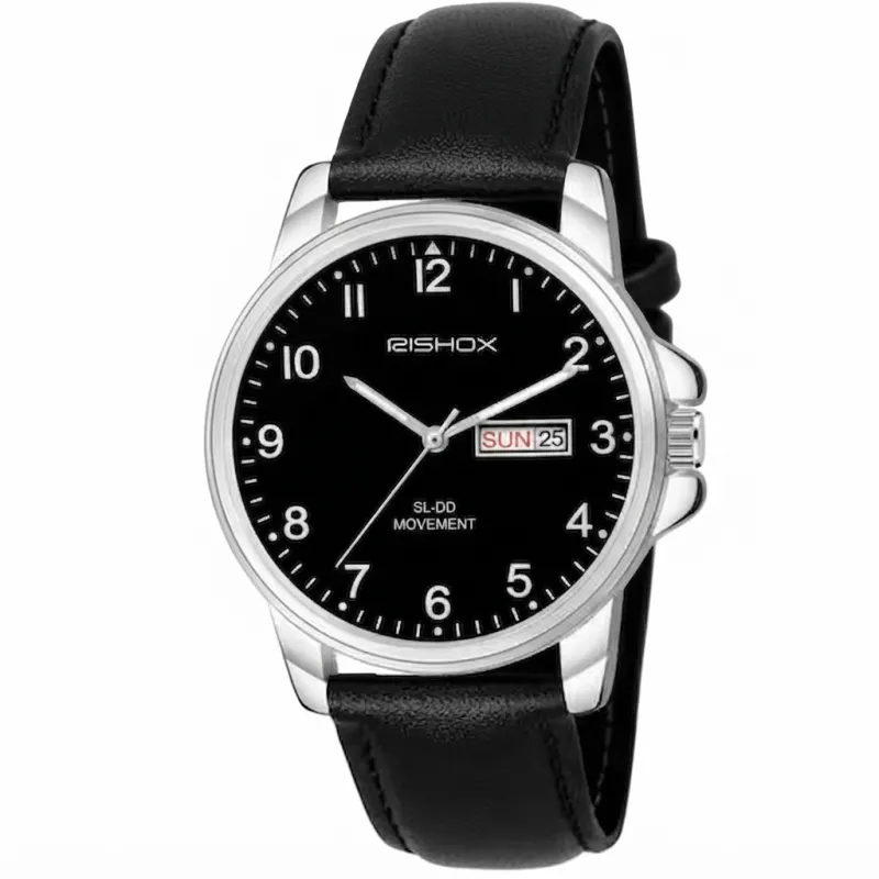 Rishox Analog Brown Leather Strap Watch for Men